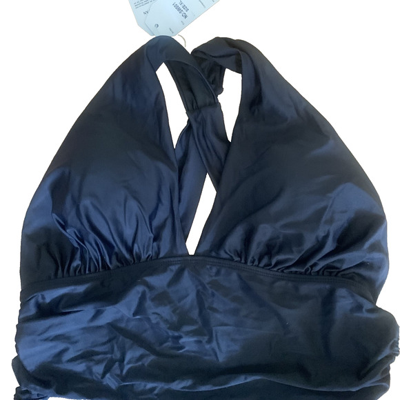 NWT YOU DI AN WOMEN'S BLACK PADDED CRISS CROSS BACK ONE PIECE RUCHED SWIMSUIT XL - Picture 2 of 5